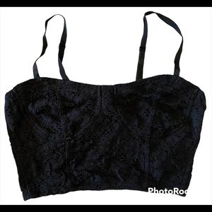 Bustier Style Black Lace Crop Top - Teen Small